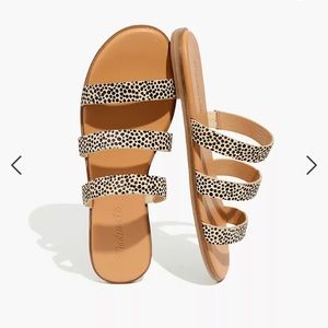 Madewell Ilana Slide Sandals in Spot Dot Calf Hair Flats Slip On Summer